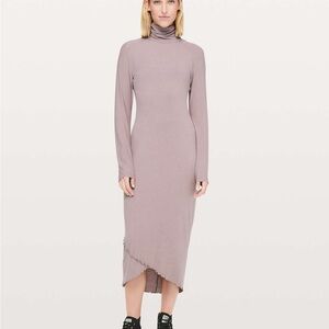 Lululemon Lab Nai Misty Mauve Cashmere Blend Stretch Midi Sweater Dress, Size 8